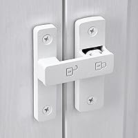 Vista 3 de Pestillos de puerta de granero mate en blanco, cerradura de puerta de 180 grados, herrajes de pestillo de puerta abatible