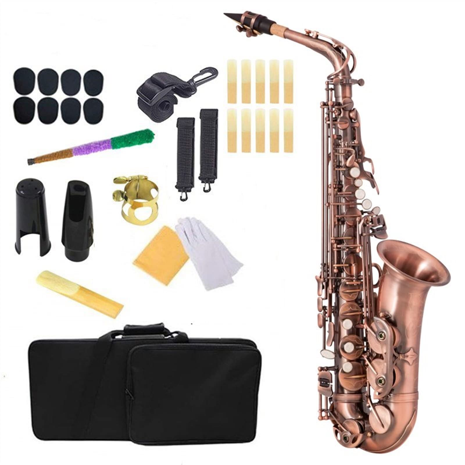 Saxophon Student Es-Alt-Saxophon Messing Goldlack Musikinstrument Es-Saxophon (Color : 2)