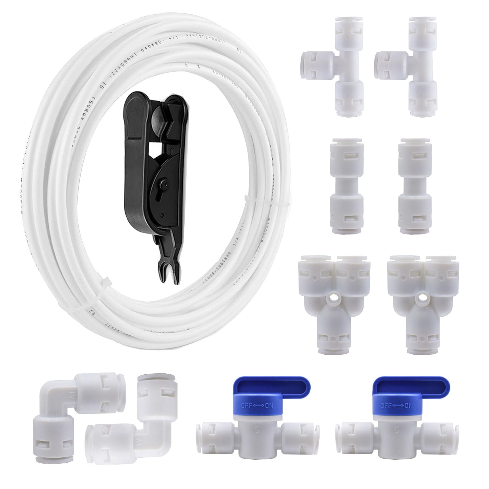 EFUTURETIME 30m Wasserzulaufleitung Universal Anschluss-Set für Kühlschrank Side By Side, 11pcs RO Water Filter Fitting mit Schlauchcutter, 1/4 Osmose Schlauch Kühlschrankschlauchm Wasserschlauch EFUTURETIME 30m Wasserzulaufleitung Universal Anschluss-Set für Kühlschrank Side By Side, 11pcs RO Water Filter Fitting mit Schlauchcutter, 1/4 Osmose Schlauch Kühlschrankschlauchm Wasserschlauch