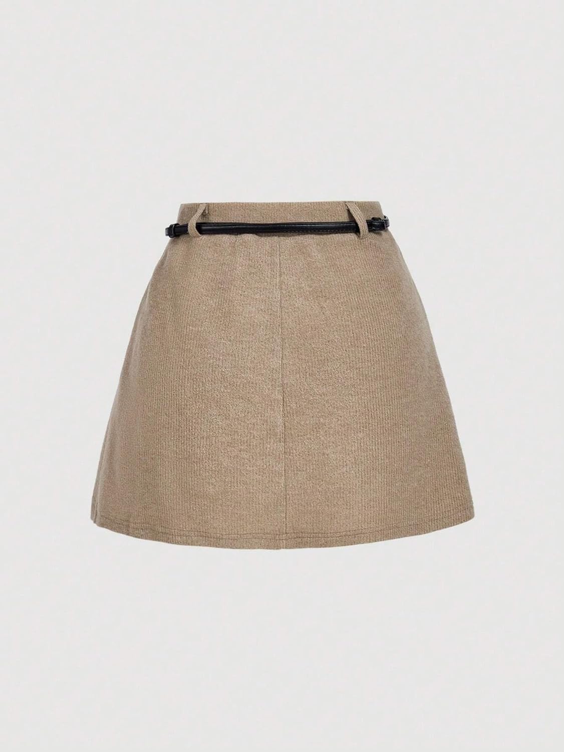Women's A-Line High Waisted Pleated Mini Skort with Metal Belt Casual Skirt for Autumn/Winter