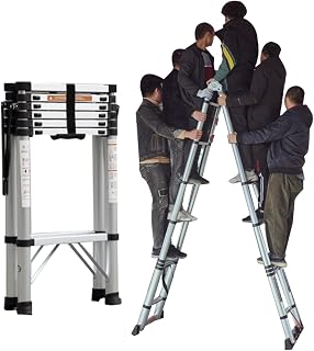 Indoor& Outdoor Telescoping Ladder, 1.4M/2M Tall Climbing Telescope for Roofing Business/Decorate Wall, Portable Lightweight Attic Ladder/2M/6.6Ft,1.4M/4.6Ft
