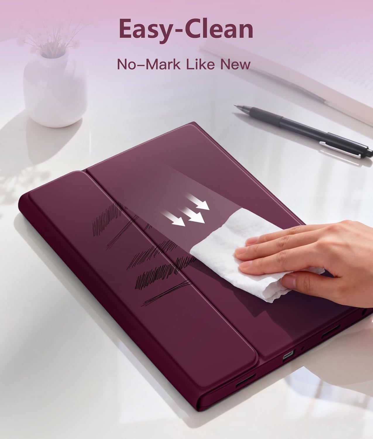 Harvopu for Galaxy Tab A11 Plus/A9 Plus 11" Case with Keyboard-Wireless Mouse Backlit Detachable Keyboard Stain-Resistant Cover with Pen Holder for Galaxy A11+/A9+ 5G Tablet Case 11-inch,Mulberry