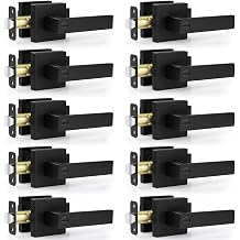 Estmoon Privacy Door Lock, 10 Pack Matte Black Keyless Door Handles Interior Heavy Duty Bed and Bath Door Lever Set, Reversible for Left/Right Handed Doors