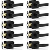 Estmoon Privacy Door Lock, 10 Pack Matte Black Keyless Door Handles Interior Heavy Duty Bed and Bath Door Lever Set, Reversible for Left/Right Handed Doors