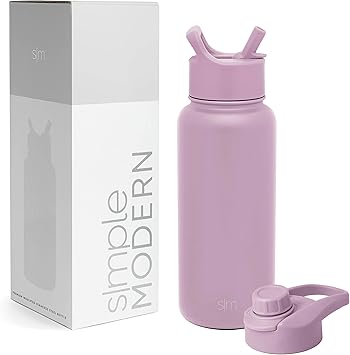 Simple Modern Water Bottle with Straw and Chug Lid | Insulated Stainless Steel Thermos for Sports Gym | Summit Collection | 32oz | Lavender Mist