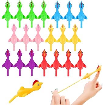 COSORO Pack of 20 Slingshot Chicken Toy Slingshot Chicken Finger Toys Stretchy Funny Rubber Chicken Catapult Toy for Children Anti-Stress Stress Relief Children Birthday Gift Party Gift