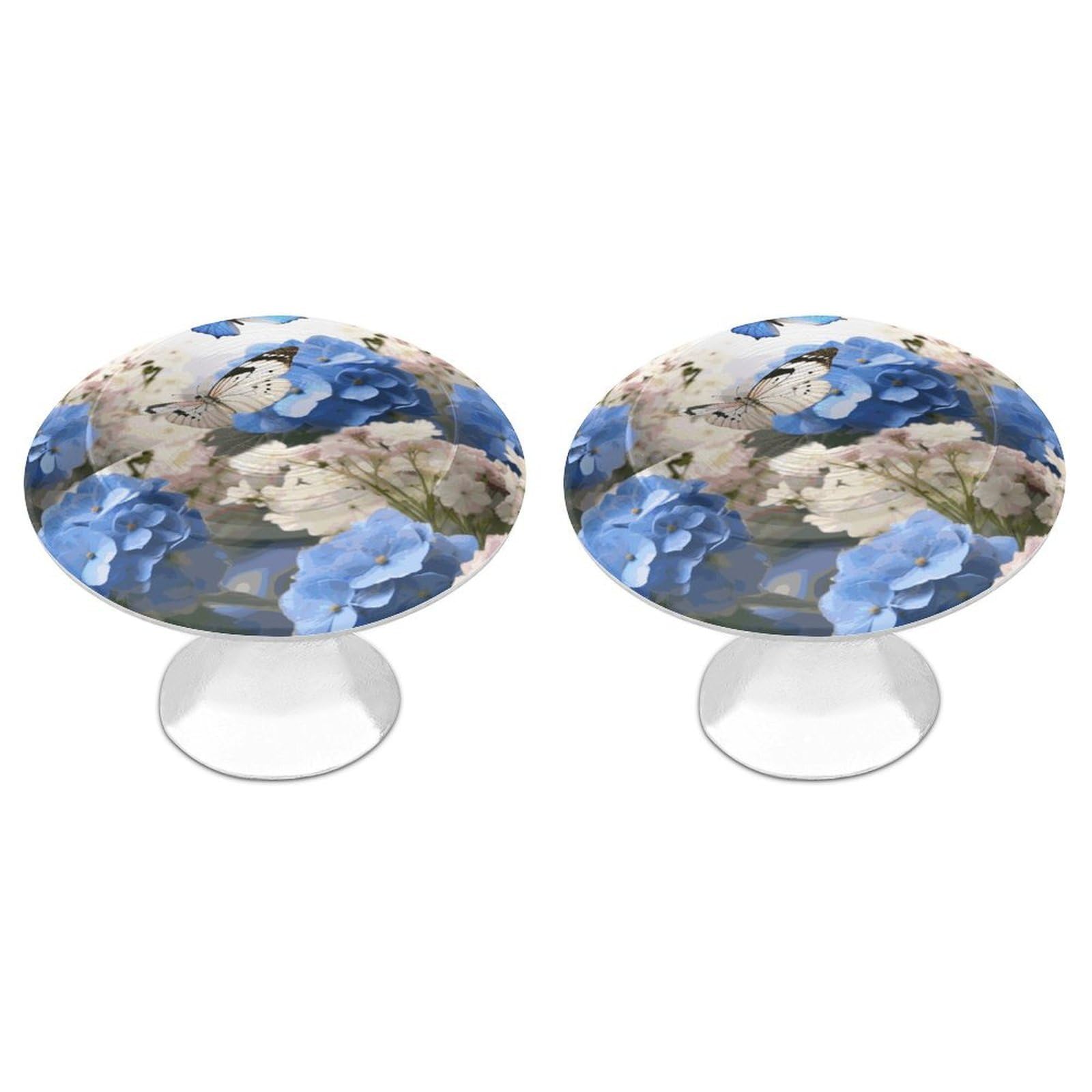 Btcowzrv Style Hydrangeas Daisies Butterflies 2 Pack Cabinet Knobs Drawer Pulls