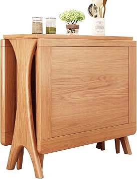 Drop Leaf Dining Table, Folding Kitchen Table, Extensible Home Dining Table Computer Workstation, Small Space Wooden Desk for Dining Room, Kitchen, Living Romme, Office