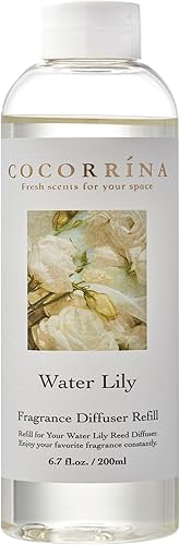 Cocorrína Recambio de difusor de varillas Water Lily de 6.7 onzas. Aceite perfumado para difusor de caña, fragancia del hogar para dormitorio,