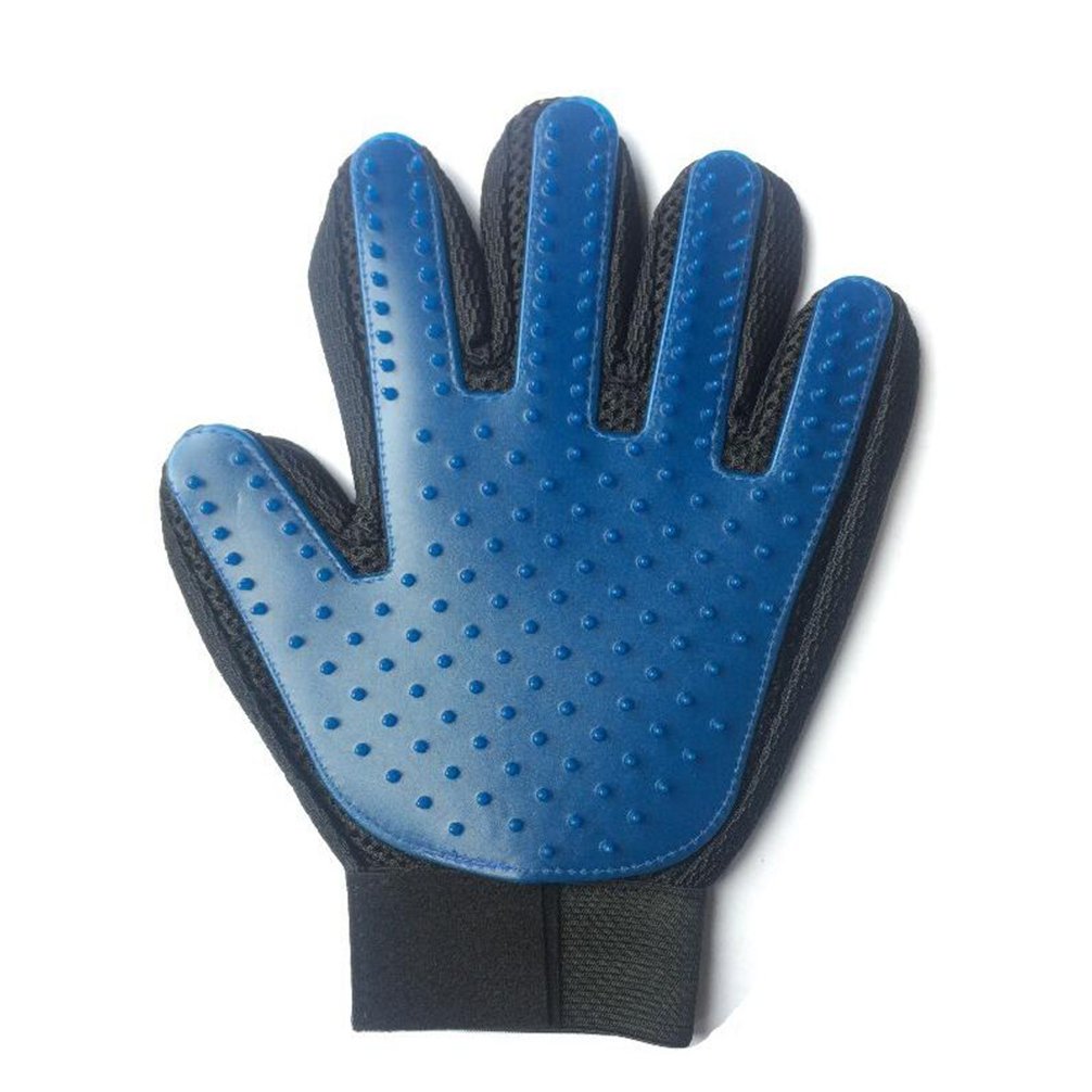 SEPTDANER Pet Grooming Glove Harmless Gentle Deshedding Dog Brush Pet Hair Glove Against Summer Shedding Perfect for Dogs & Cats with Long & Short Fur (Right hand, Blue)