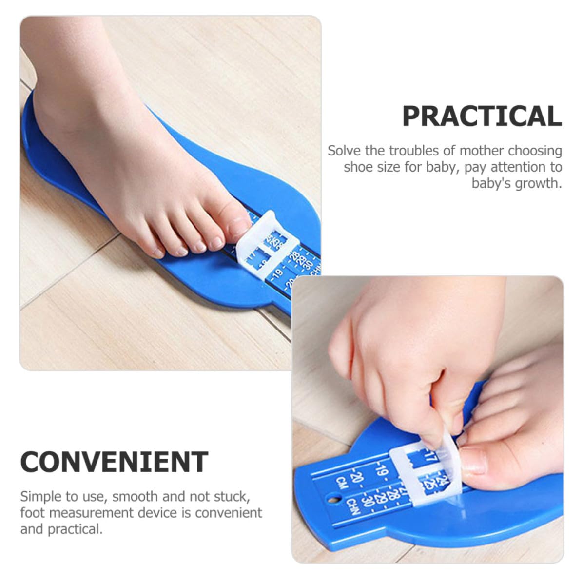 Abaodam Foot Measurement Device Convenient to Use Pcs and Babies Plastic Shoe Sizer with Accurate Scale Measuring Tool for Foot Length