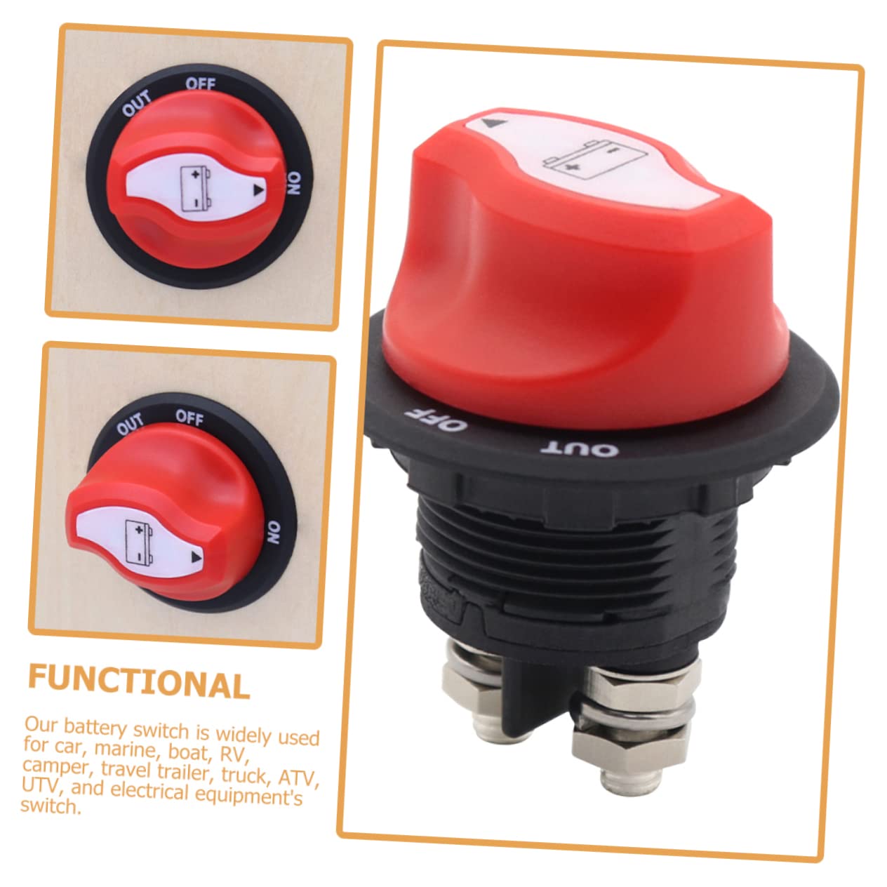 BESTonZON Battery Disconnect Switch for Rv Boat Isolator Durable Off for Systems Protects Against Leakage Corrosion for Utv Accessories