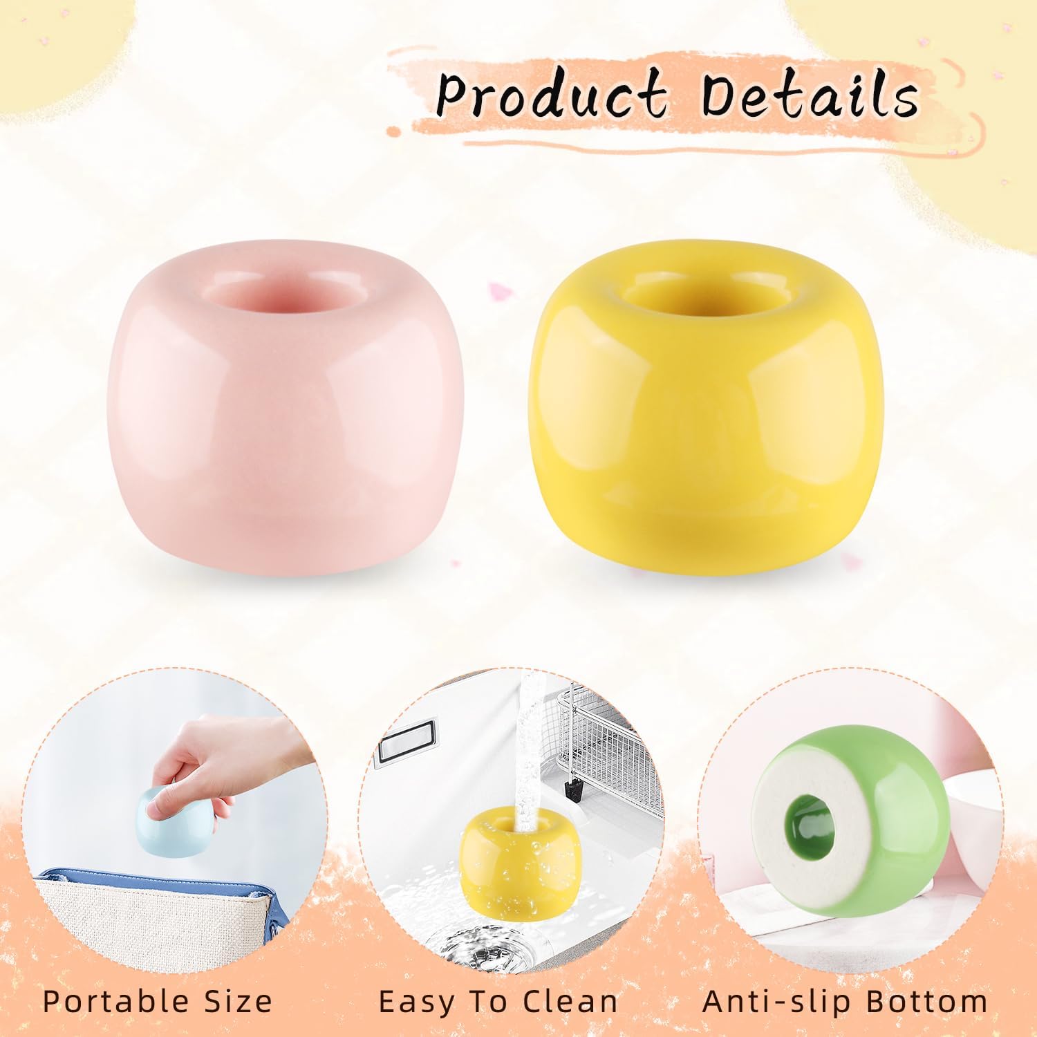 8 Pcs 8 Colors Ceramic Toothbrush Holder Mini Single Pen Display Stand Portable Tooth Brushing Organizer for Bathroom Countertops Offices