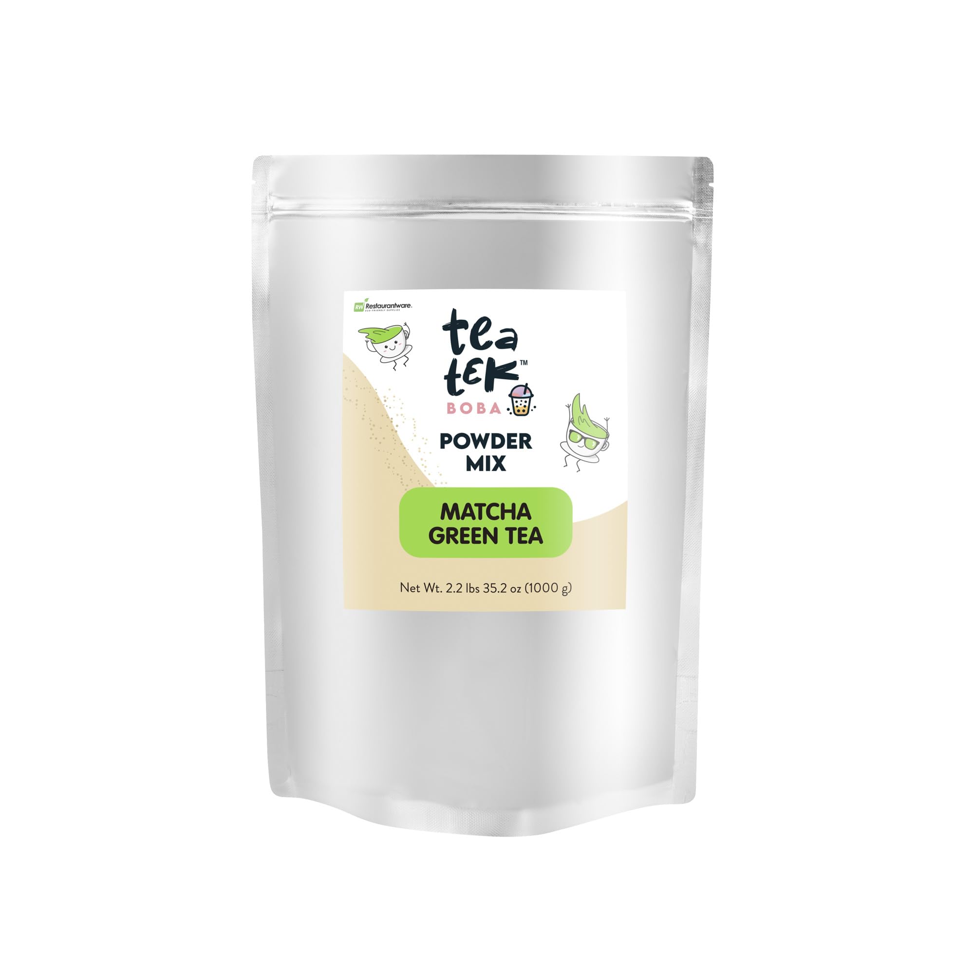 Restaurantware-Tea Tek 35 Ounce Powder Mixes 10 Resealable Powder Mixes For Beverages - Matcha Green Tea Flavoured Vaccum-Sealed
