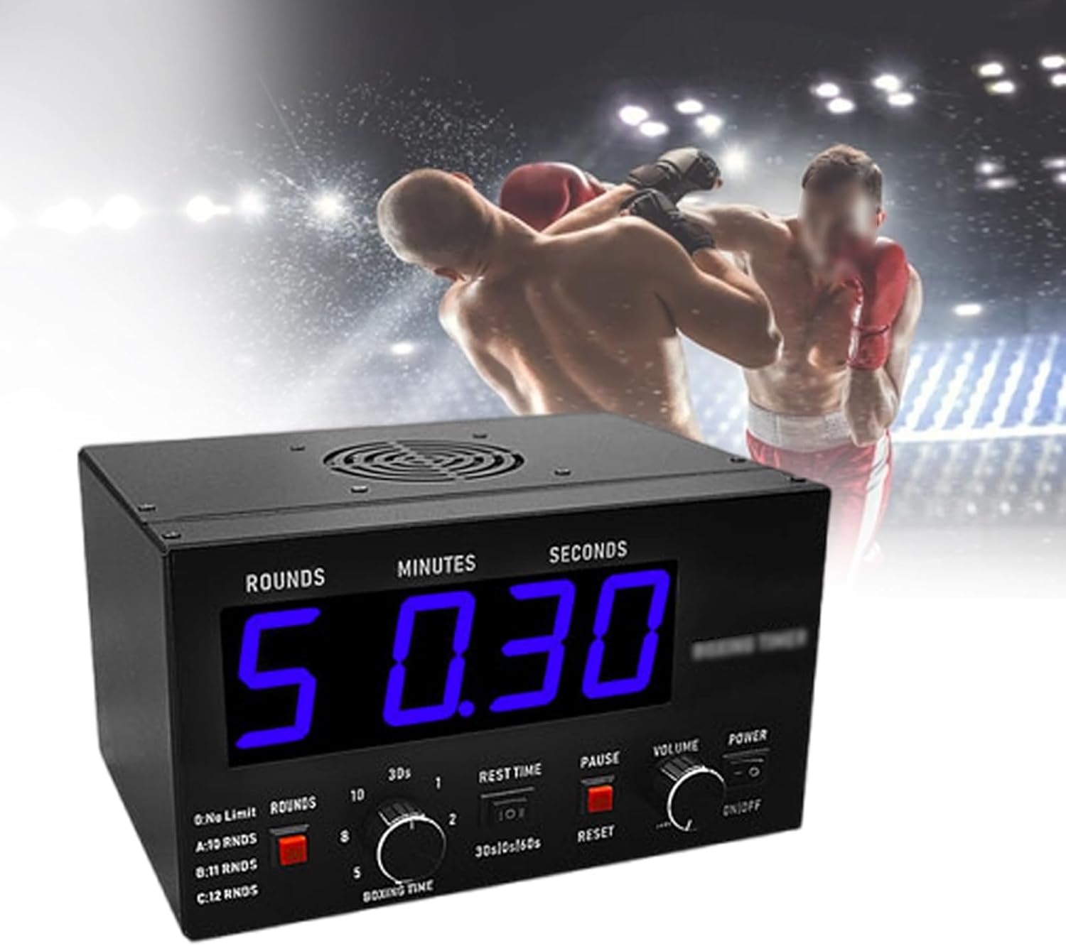 Led Interval Timer, Professional Gym Timer, Selectable Unlimited Rounds, Adjustable Sound Volume/Exercise Time,Blue