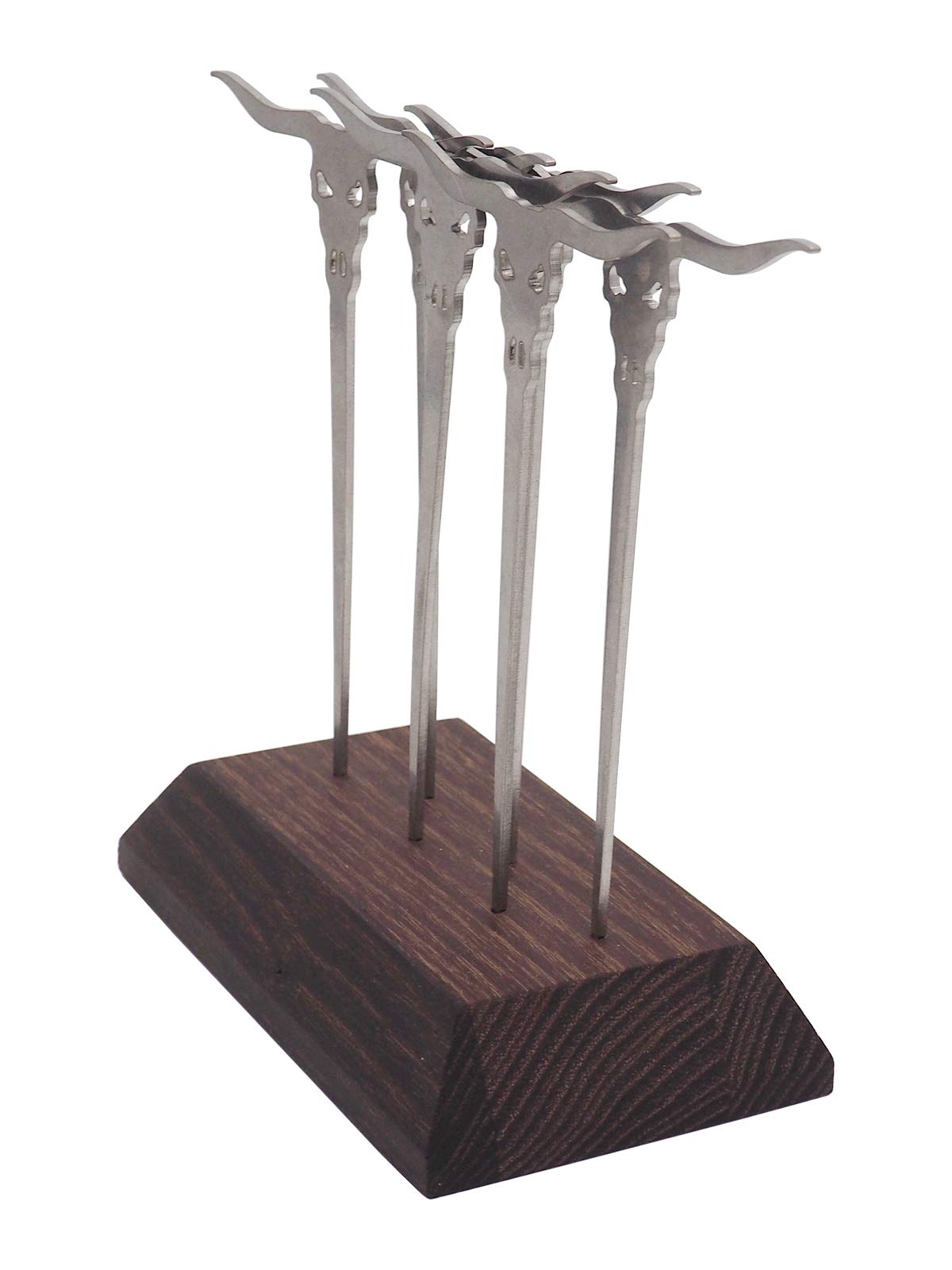 Brochettes de hamburger en acier inoxydable avec 3 pics et supports pour grillades