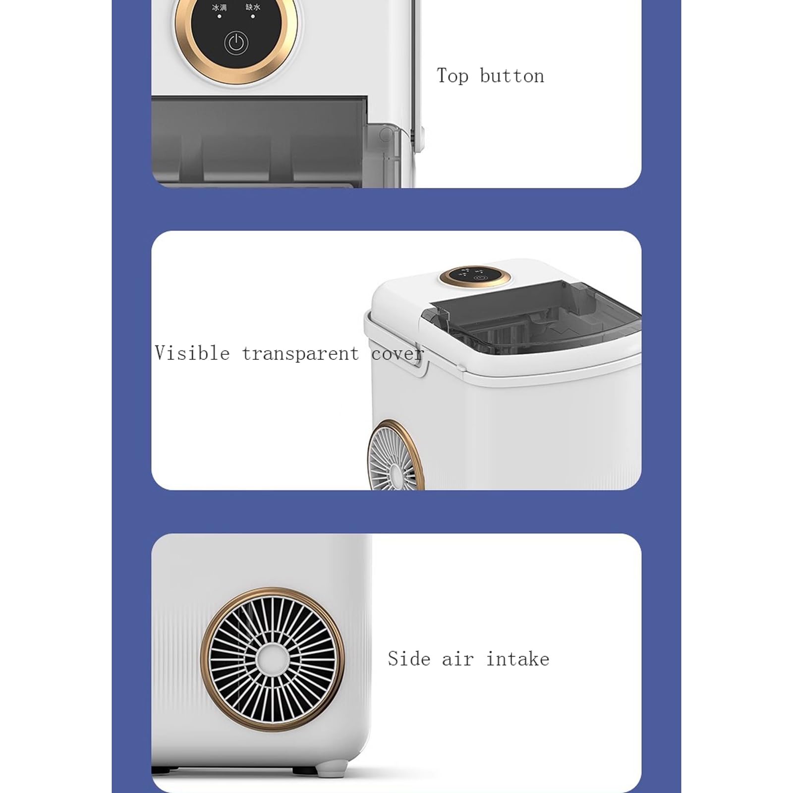 Máquina para fabricar hielo sobre encimera Máquina for hacer hielo en encimera, máquina for hacer hielo con asa, máquina for hacer hielo autolimpiante, 22 libras/24 horas, 9 cubitos de hielo listos en