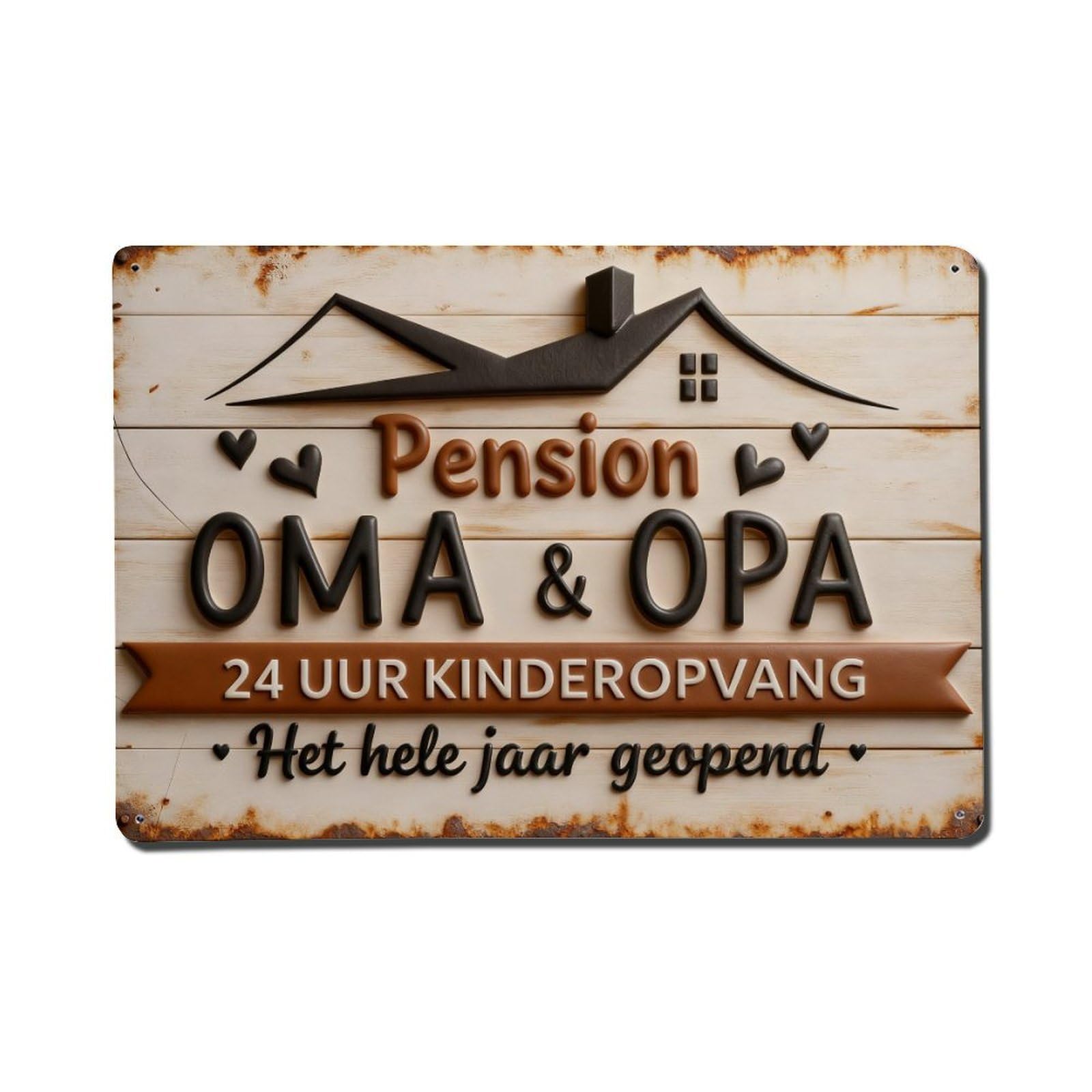 Pension Oma Opa House Hearts Vintage Metal Tin Sign Retro Wall Decor, Bar Garage Cafe Kitchen Home Wall Art Poster Decoration 8x12inches