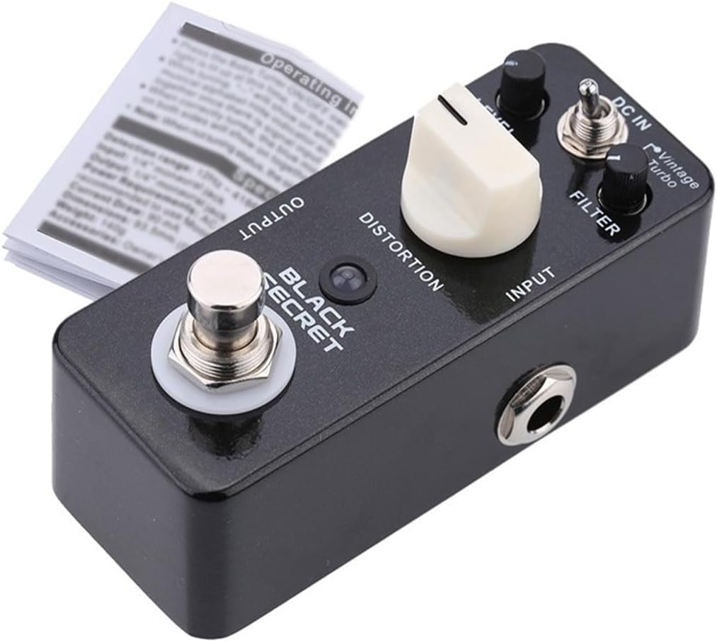Electric Guitar Effects Pedal Black Secret Micro Mini Distortion Effect Pedal for Electric Guitar True Bypass Vintage Turbo for Electric Guitarists Black Aluminium Alloy