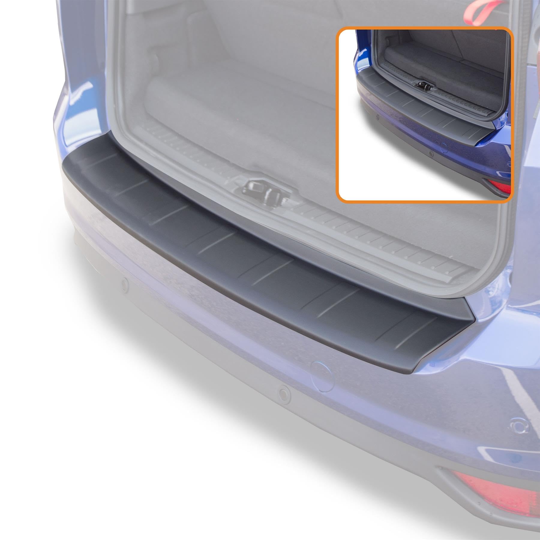 Travall Car Trunk Bumper Protector Compatible with Ford Grand C-Max (2010-2015) - Vehicle-Specific Black Smooth Plastic Bumper Protection Against Scuffs and Scratches