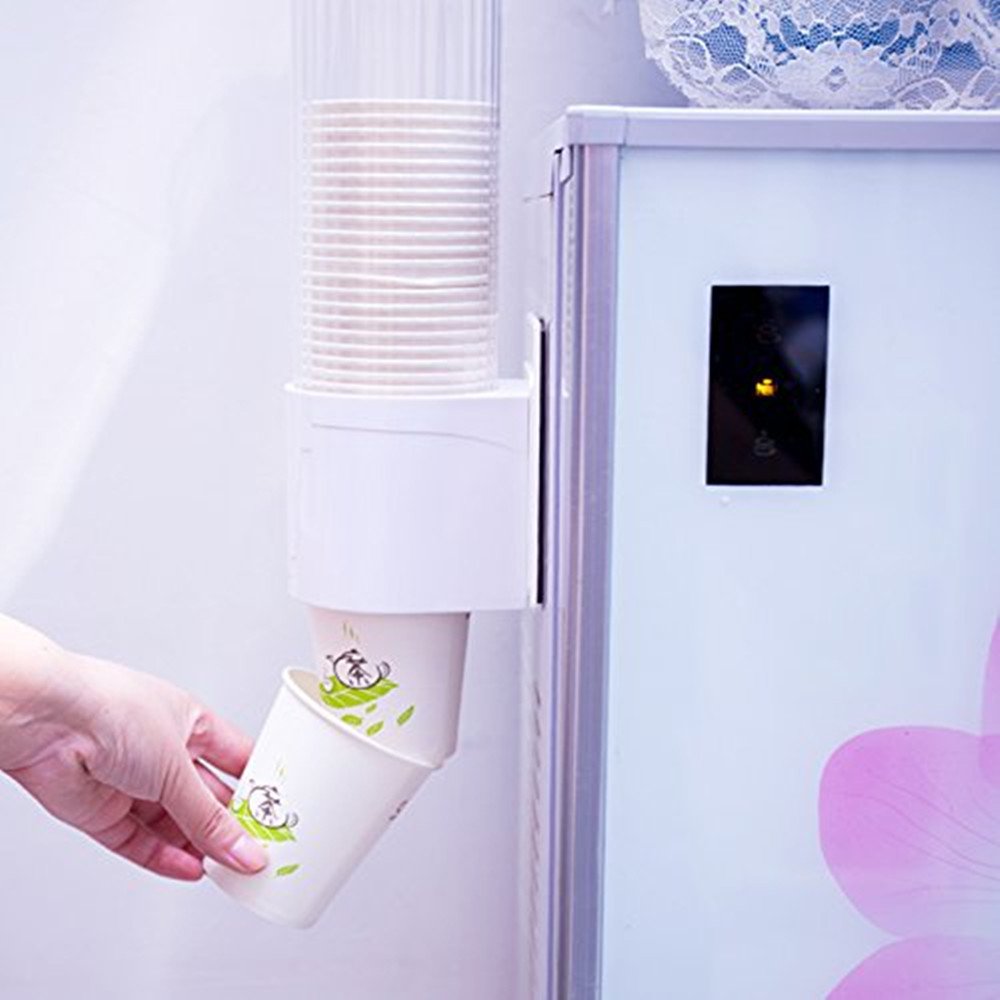 Yosoo Dispenser per Tazza di Carta, 50 Pezzi Vite a Ventosa a Doppio uso Distributore Bicchieri di Plastica per Casa Ufficio Ospedale