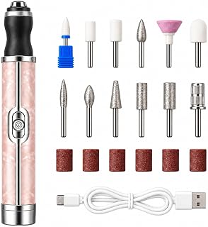 Toenail Grinder for Thick Toenails Men & Women - Electric Nail File Kit with 12 Attachments, Cordless Rechargeable Toe Nail Sander, Portable Pedicure Tool for Home Care (Pink)