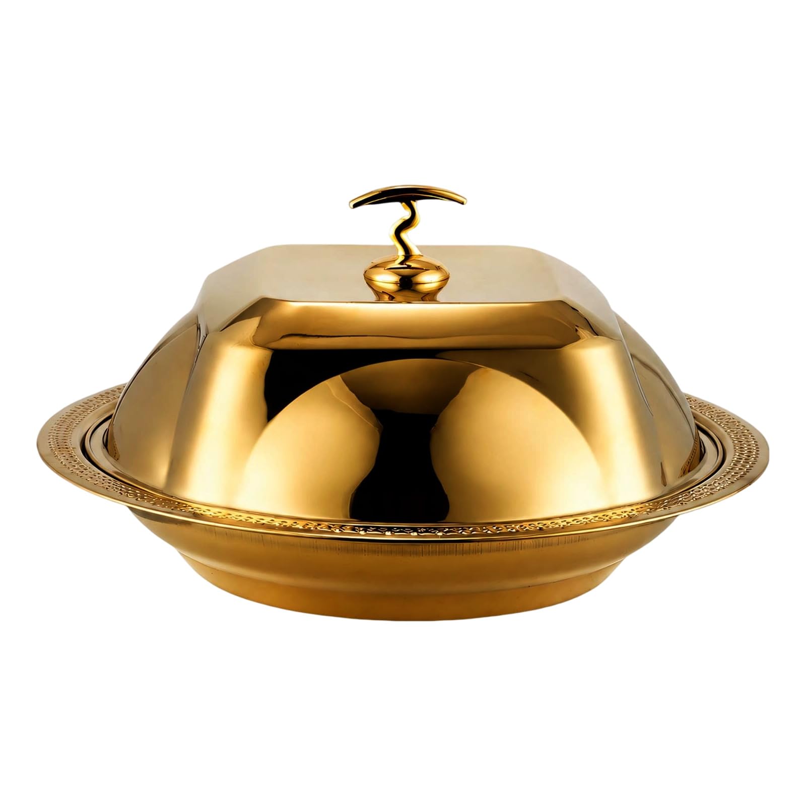 Buffet Präsentationstablett mit Edelstahlabdeckung, Gold 40CM