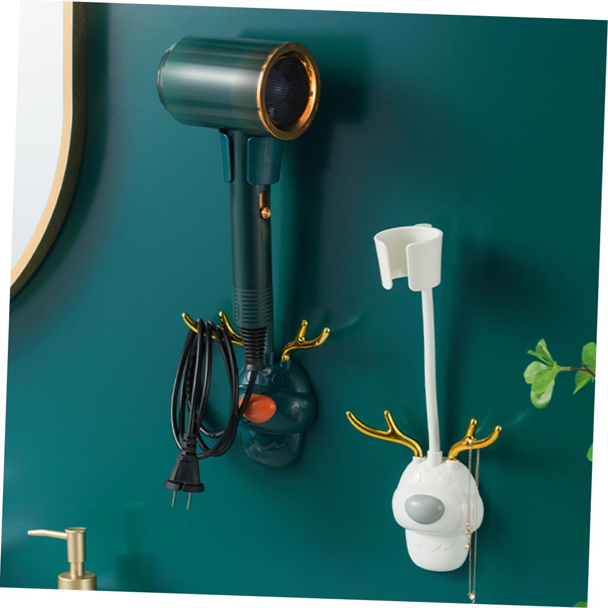Didiseaon Adjustable Wall Mount Hair Dryer Hair Dryer Holder No Drill Bracket for Bathroom