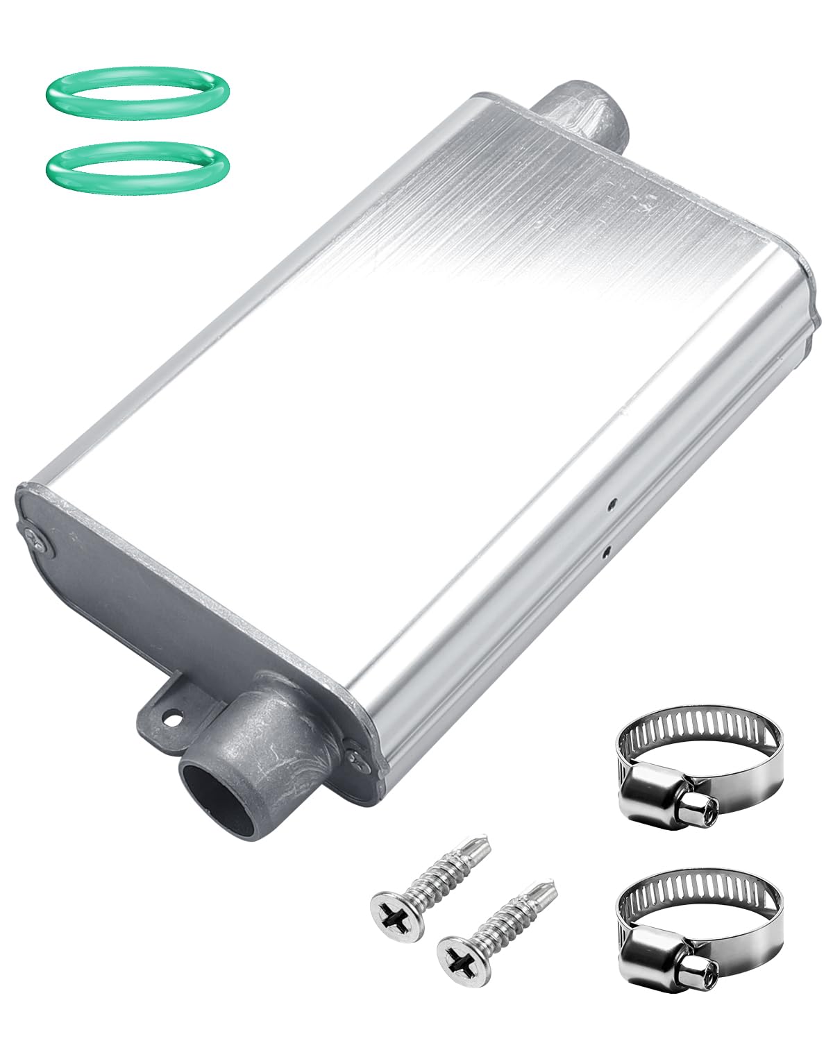 Erato Silenziatore di Scarico 24mm per Riscaldamento da Sosta Silenziatore in Lega di Alluminio Argento per Gruppi Elettrogeni di Emergenza Silenziatore per Riscaldatori Diesel Sistema di Scarico