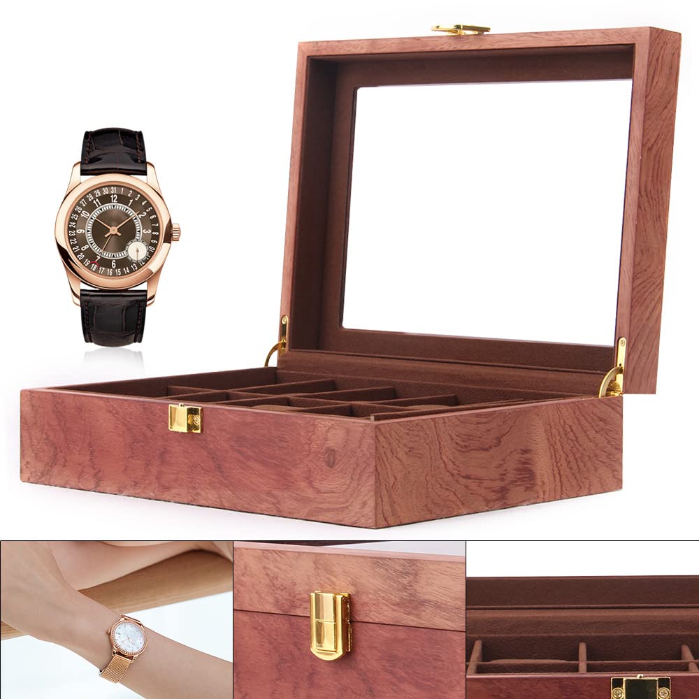 Scatola per orologi e orologi in legno con 10 scomparti
