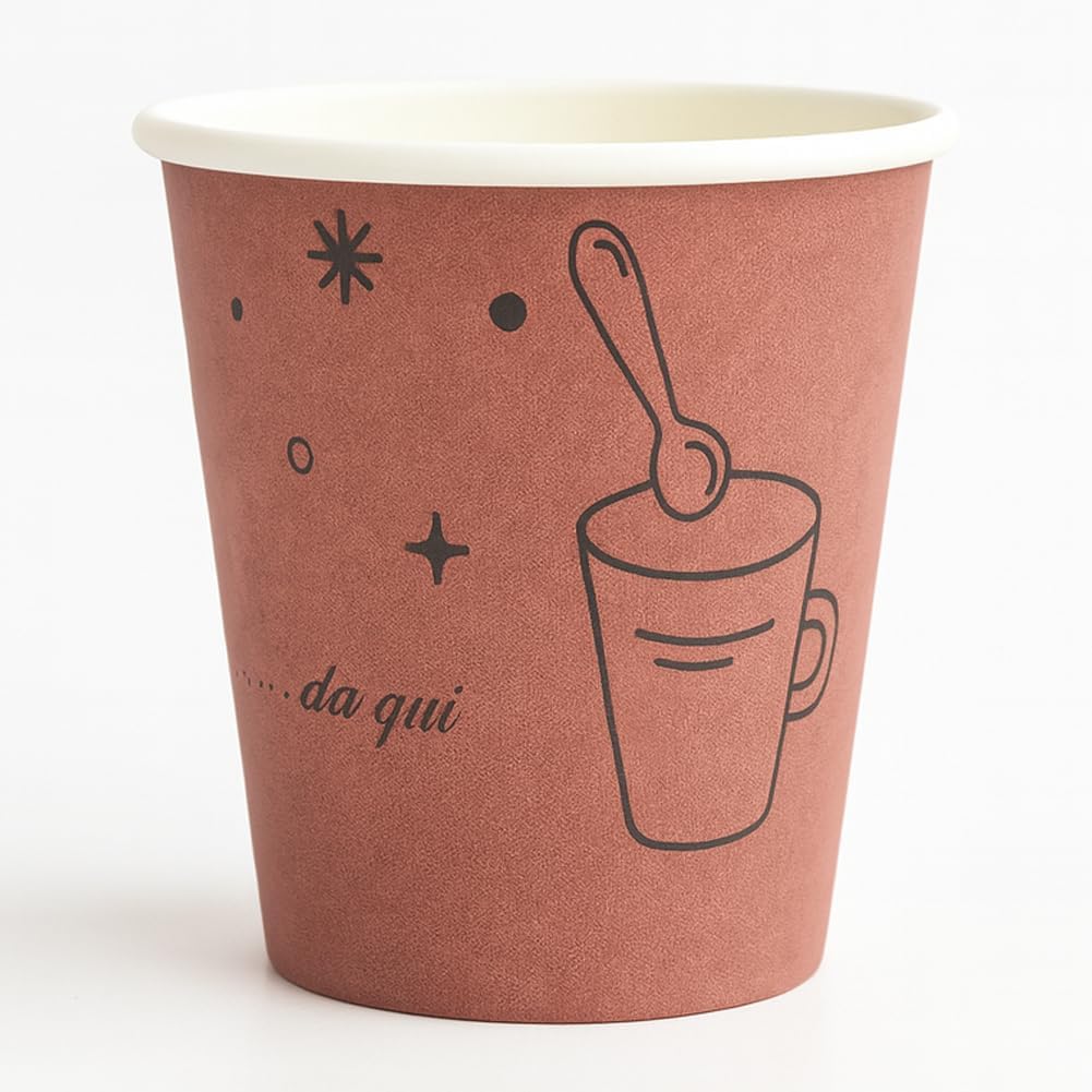 BAKAJI 1000 Disposable Coffee Cups, 75 ml Capacity, Disposable Paper Cups for Hotel, B&B, Home, Ideal for Parties and Events, Biodegradable and Eco-Friendly Durable Cups (Mocha)