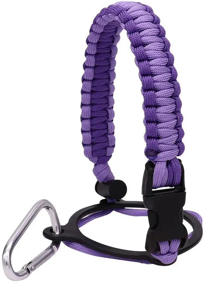 Alça de alça de garrafa de água, para acampamento ao ar livre, alça de garrafa de água, alça paracord com cordão de suporte de mosquetão de segurança, acessórios de água