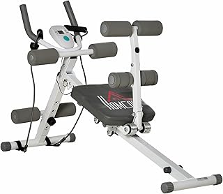HOMCOM 2-IN-1 Core Abdominal Ab Trainer Sit Up Bench with LCD Screen, Adjustable Fitness Crunch Machine for Home GYM