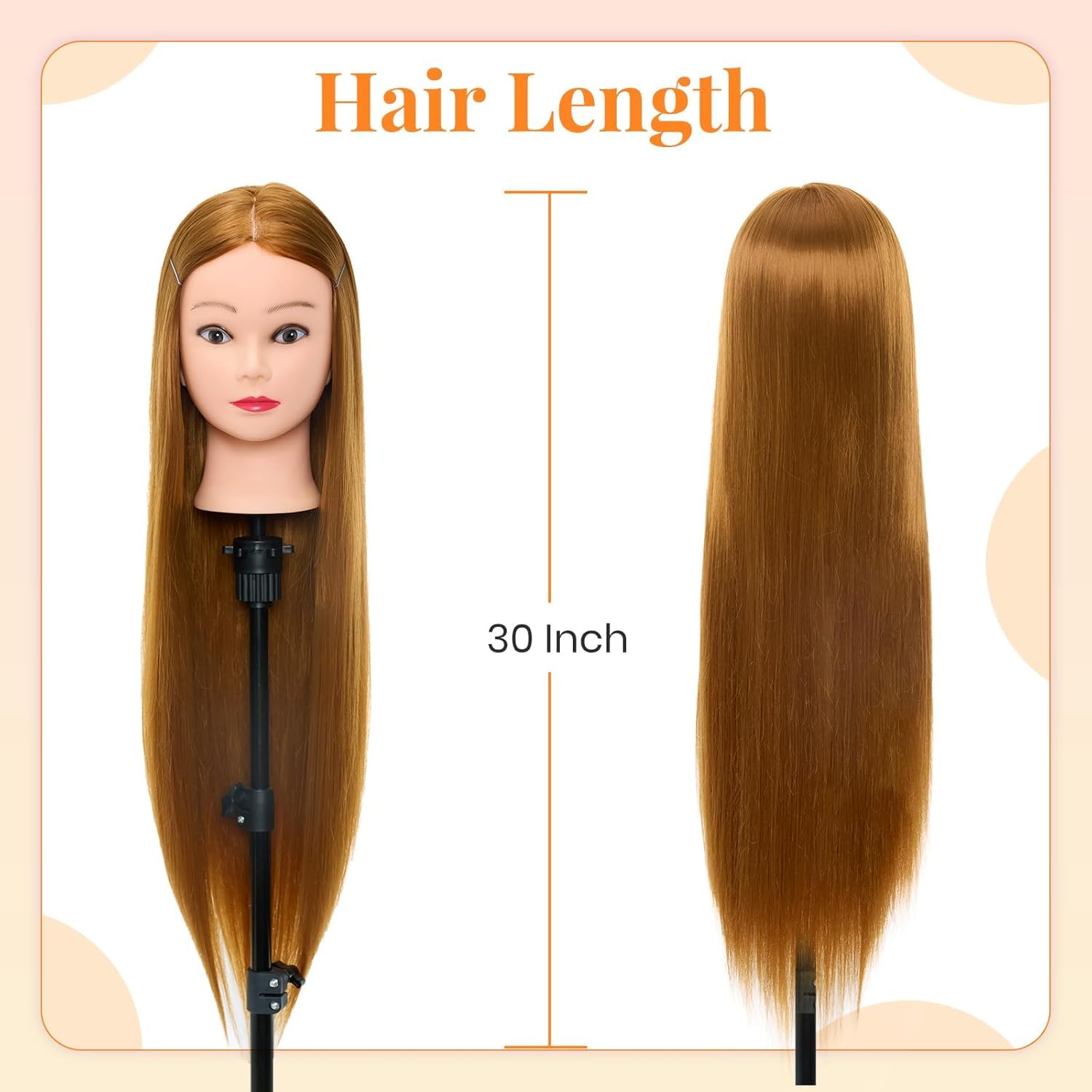 Neverland Beauty 30" Übungskopf Frisierkopf Friseur 100% Synthetisches Haar Perückenkopf mit Halter + Zubehör Set