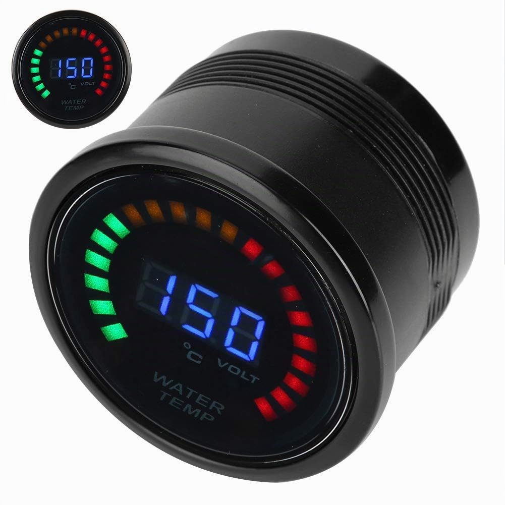 Terisass Jauge De Température Numérique LED Jauge De Température Du Liquide De Refroidissement De L'eau Avec Capteur 52mm 20-150 °C Pour 12V Auto