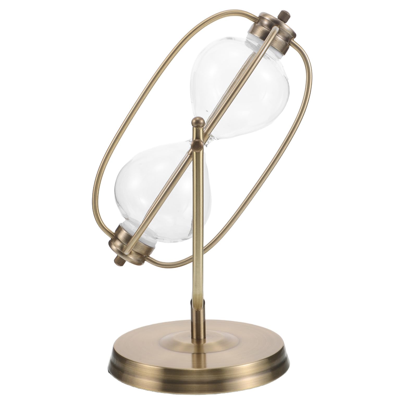 Sablier Rotatif Vintage Vide en Verre et Alliage pour Bureau