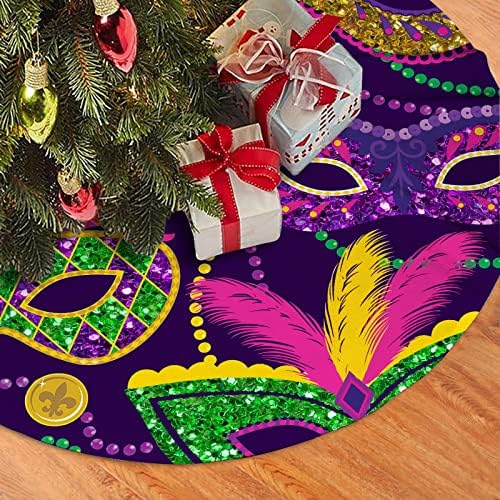 Carnival Tree Skirt Mardi Gras Masquerade Tree Skirts for Carnival Christmas Decorations 36inches Tree Mat for Christmas Holiday Party Decorations