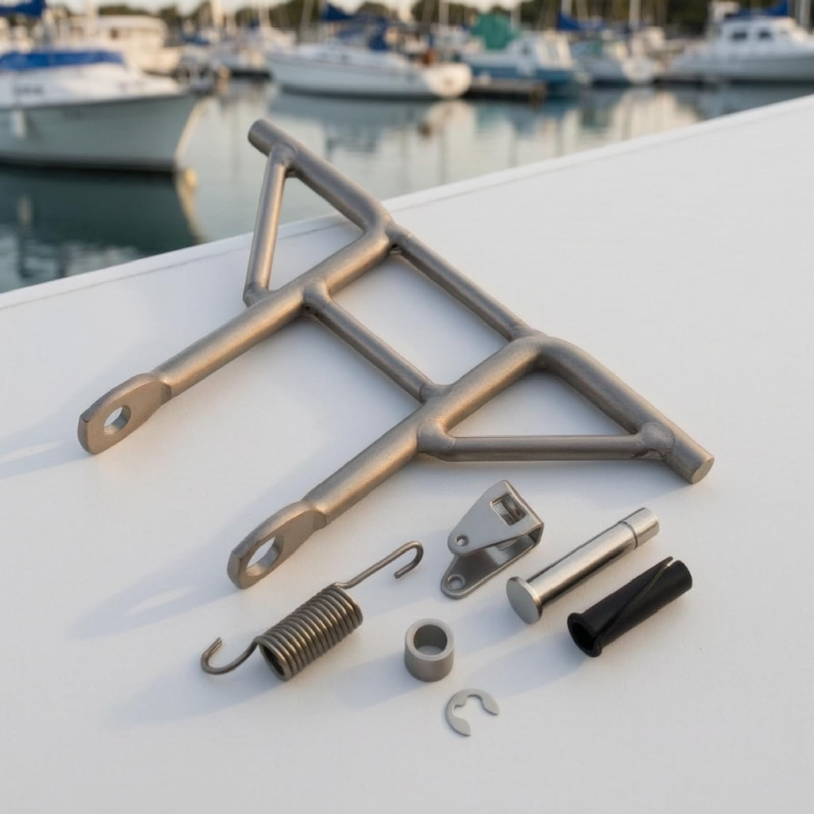 Supporto Motore Marini Braccio Inclinabile Fuoribordo Staffa Inclinazione Motore Kit Staffa Completa Metallo Robusto Compatibile 40HP con Boccola Clip