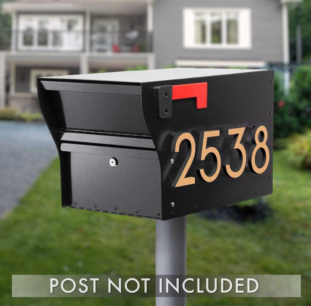 Whitehall Products MailVault Modern Square Locking Mailbox – Secure Steel Residential Mailbox with Address Numbers, Weather-Resistant Finish, Contemporary Design. (Post Not Included)