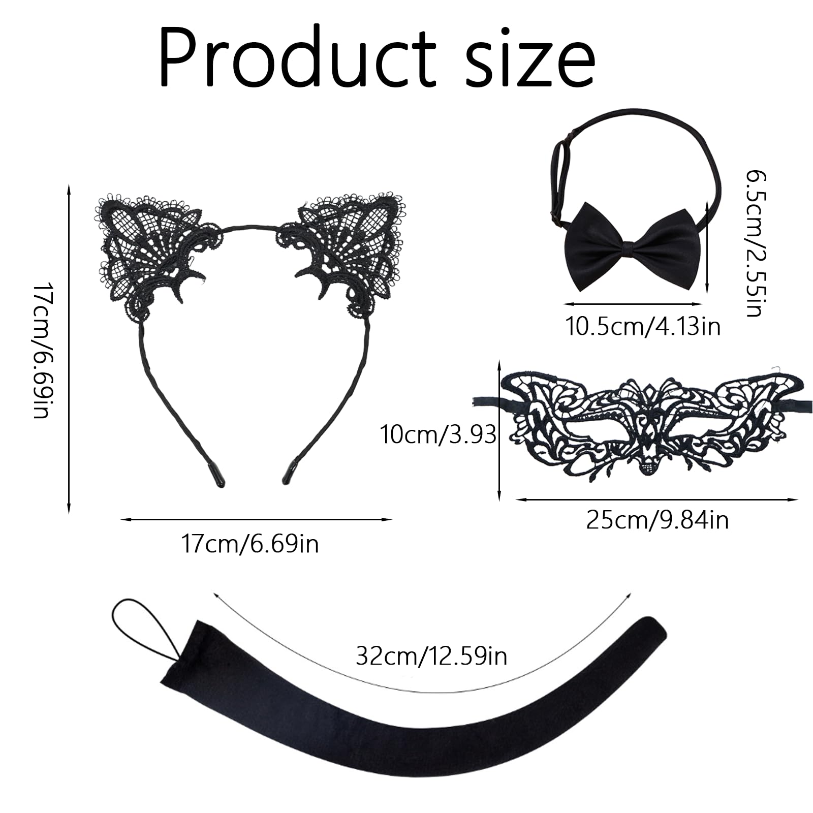 GWAWG Halloween Cat Ears Costumes, Cat Woman Costume, Makeup Party Lace Cats Ears Headband - Image 2
