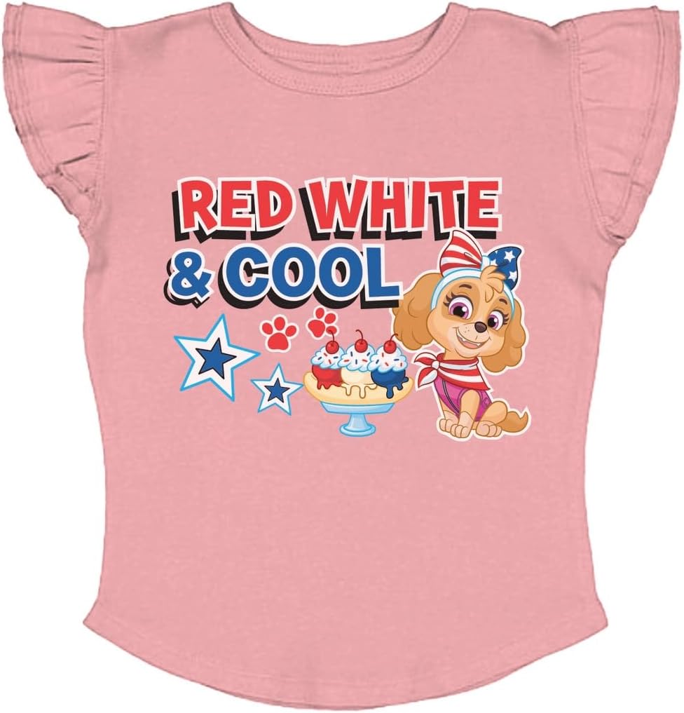 Paw Patrol Skye Toddler Birthday Girl Tee - Gift Idea for 3 or 4 Year Old Girls - Ruffle Sleeve Party Top