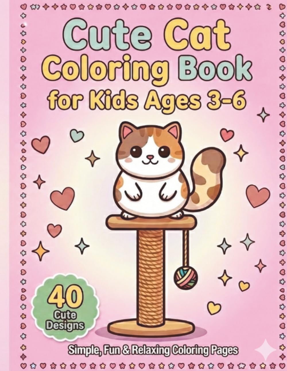 Cute Cat Coloring Book for Kids Ages 3–6: Fun and Easy Coloring Pages with 40 Adorable Designs