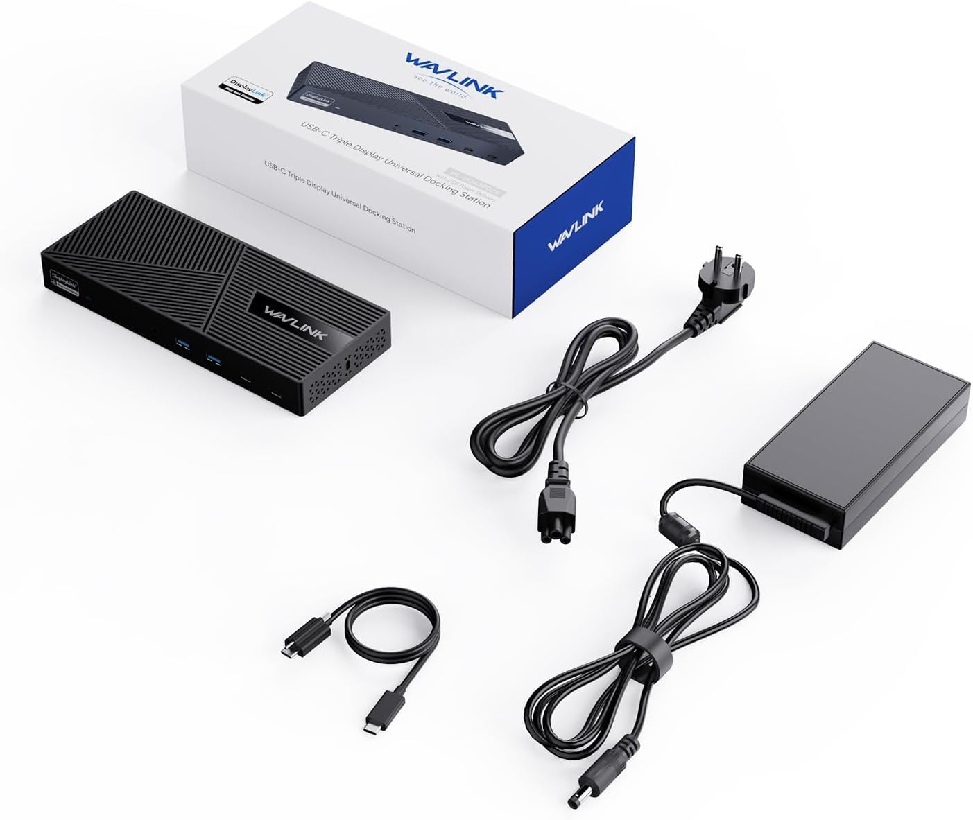 WAVLINK Station d'accueil triple Displaylink avec 100 W PD, station d'accueil 15 en 1 USB-C pour ordinateur portable, compatible avec MacBook Neo, Dell, Asus, 1 port HDMI 4K, 2 HDMI et DP, 2 USB-C, 4