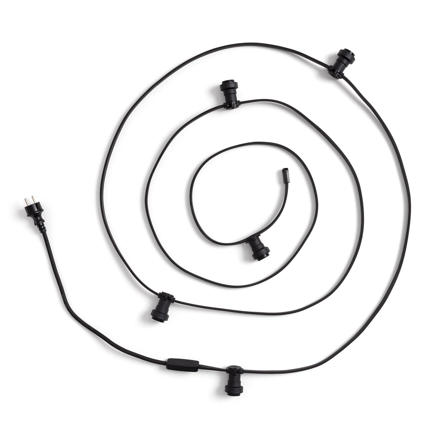 LEDKIA LIGHTING Guirnaldas para Exterior IP44 Cable Eléctrico Plano con Portalámparas E27 a Medida Negro 100 m | Ideal para Navidad