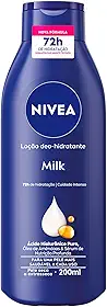 NIVEA Loção Deo-Hidratante Milk 200ml, Hidratação Profunda 72h, Corporal, Hialurônico Puro, Pele Seca e Extrasseca