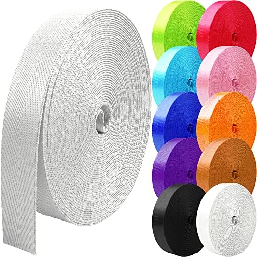 10 Yards Nylon Webbing 2 inch Nylon Strap Webbing Straps Backpack Straps Nylon Belt for Indoor or Outdoor Gear, DIY Crafting, Handles, Luggage, Slings (White, 2 inch)