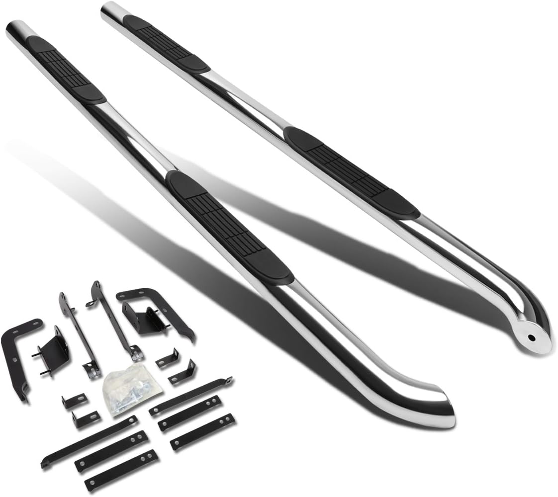 DNA MOTORING STEPB-3-049-SS Stainless Steel 3" Side Step Nerf Bar Running Board,Chrome
