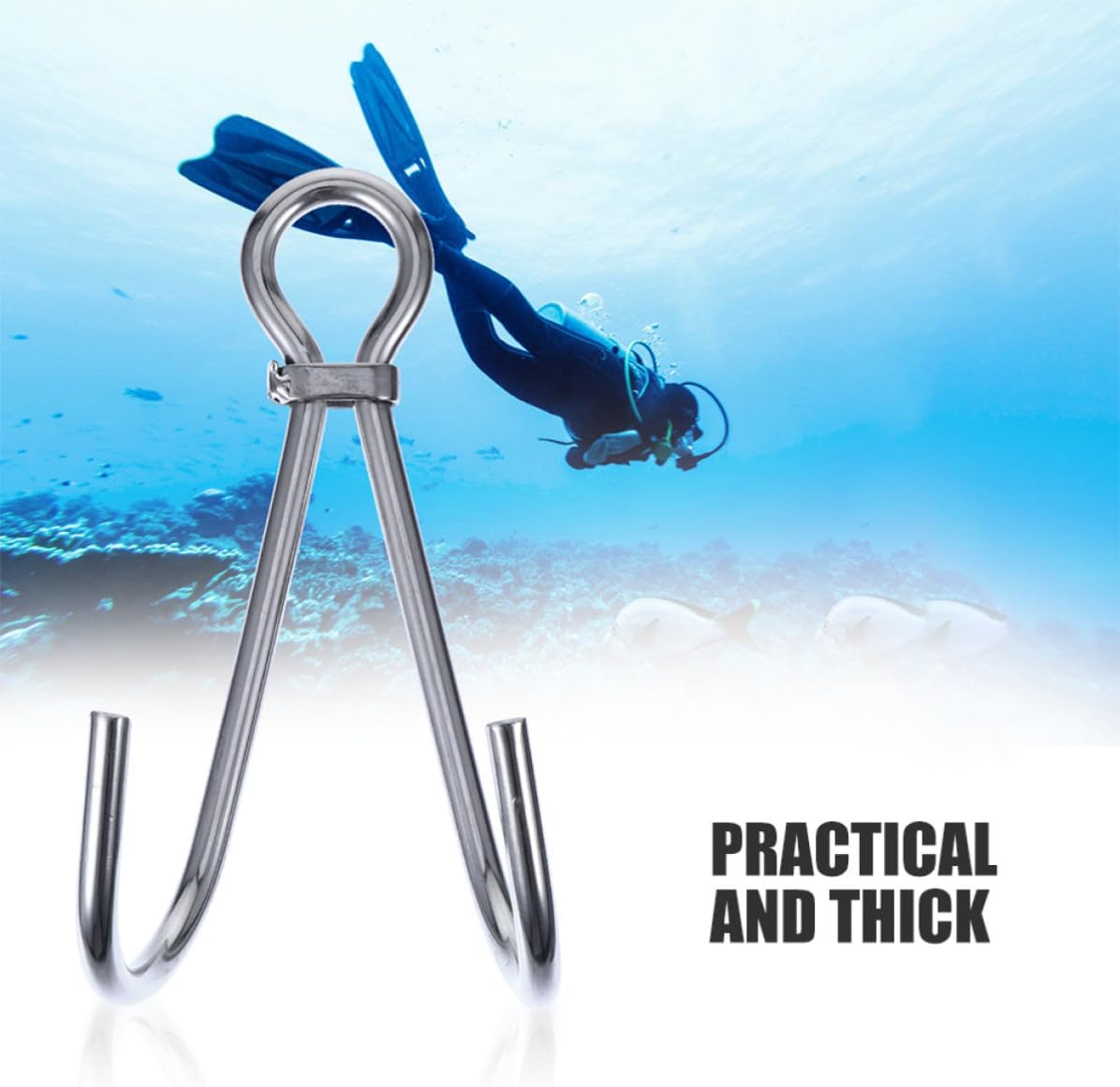 2pcs Stainless Steel Double Hook for Diving Reef Use, Dual-Claw