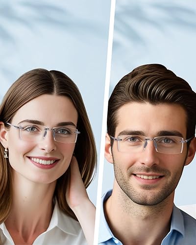 Miniatura 5 de TERAISE Anteojos de lectura sin montura cómodos, ligeros, sin marco, para hombres y mujeres, con bloqueo de luz azul, lentes de computadora