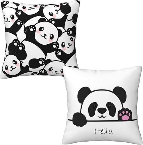Miniatura 6 de Mcewoel Juego de 2 fundas de almohada con diseño de panda de 18 x 18 pulgadas, funda decorativa de cojín de panda lindo para el hogar, dormitorio,